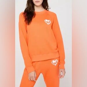 Spiritual Gangster Orange Love Heart Graphic Pullover Sweater Crewneck Large